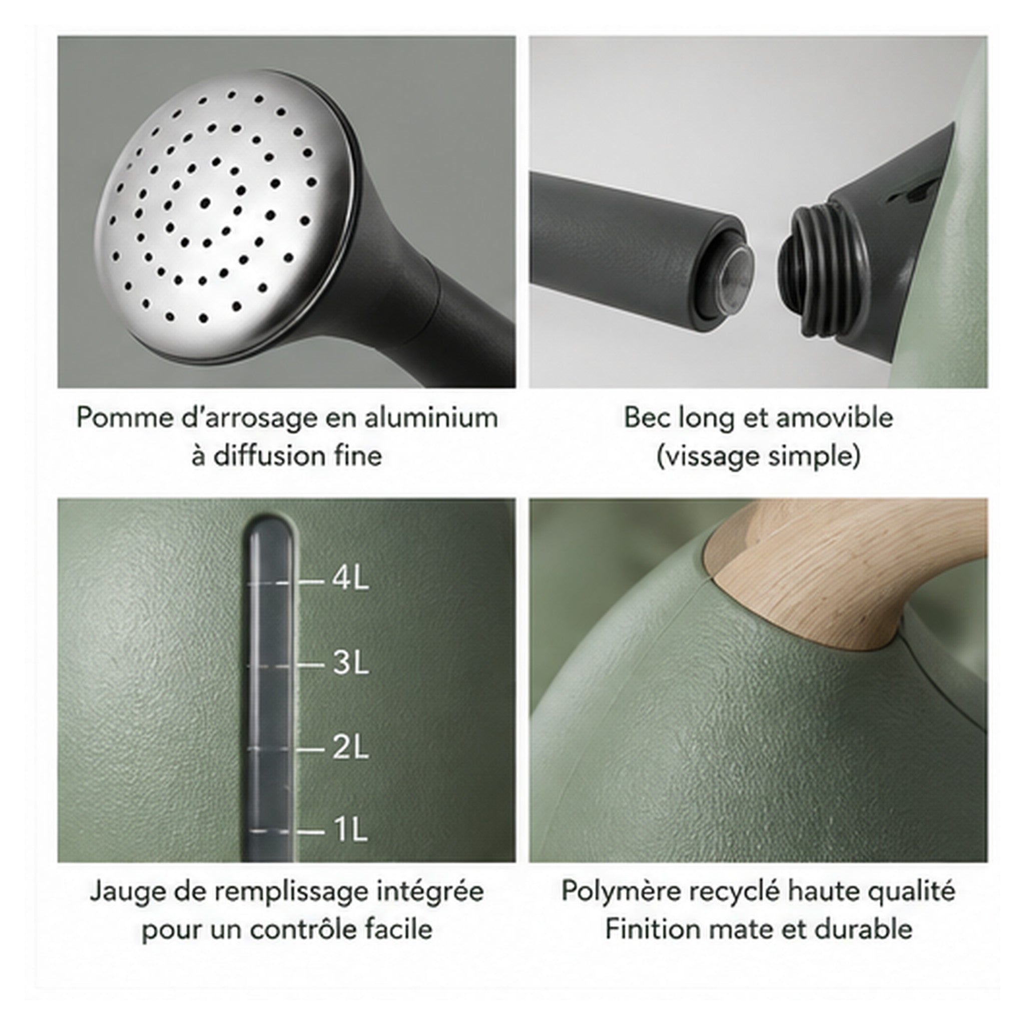 Arrosoir Équilibre 4 L – Double bec amovible pour arrosage précis