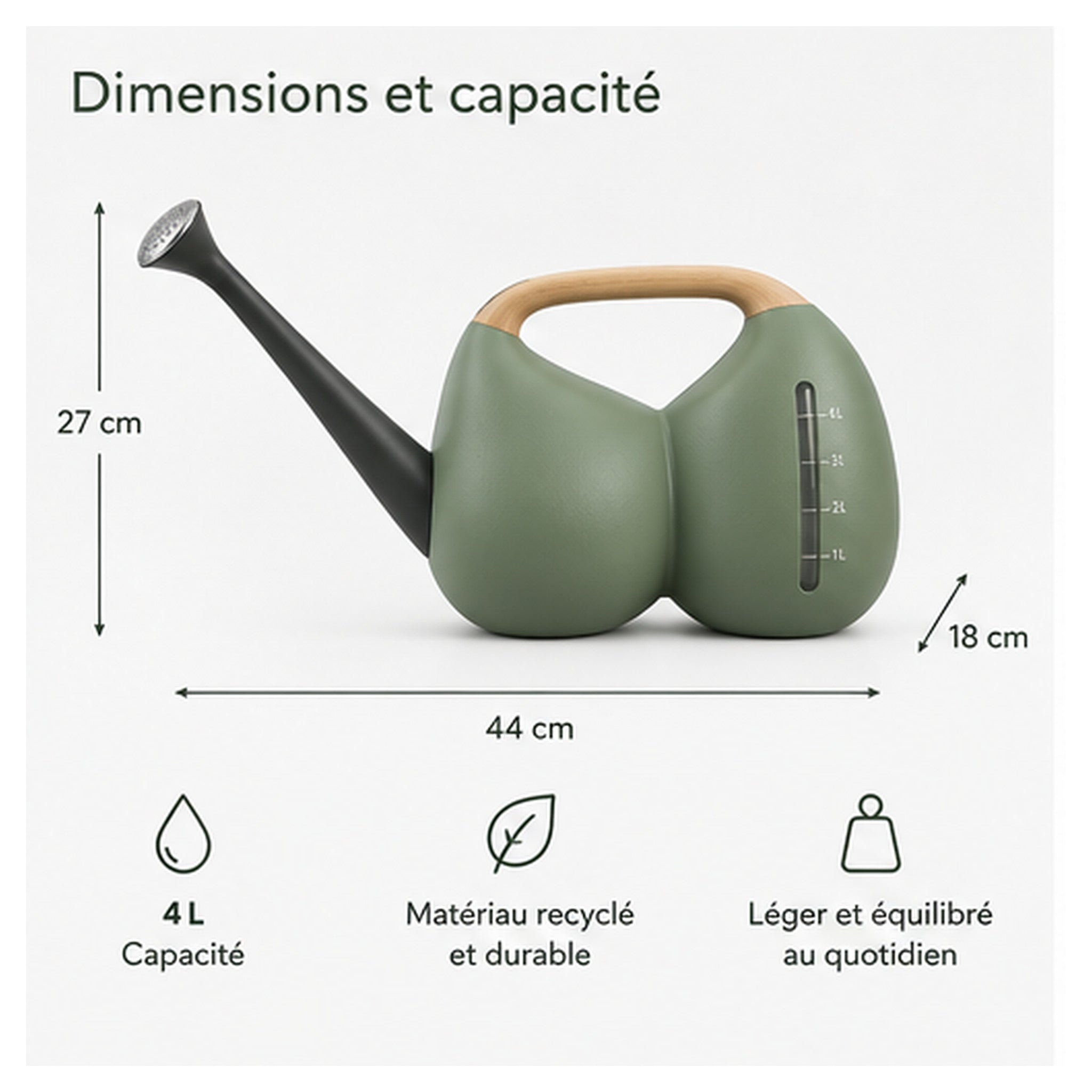 Arrosoir Équilibre 4 L – Double bec amovible pour arrosage précis