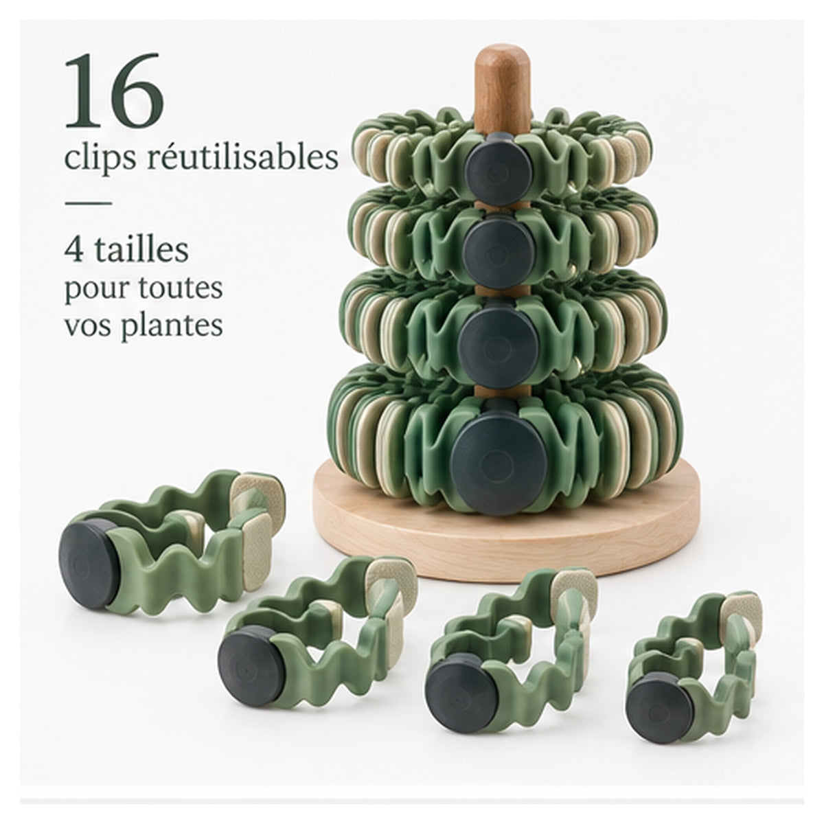 Clips Tige Accordéon – 16 attaches végétales souples