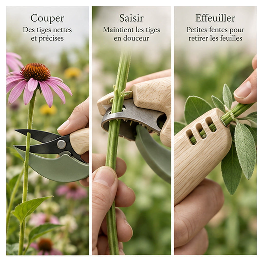 Cueille-Fleurs Demi-Lune – Sécateur compact multifonction
