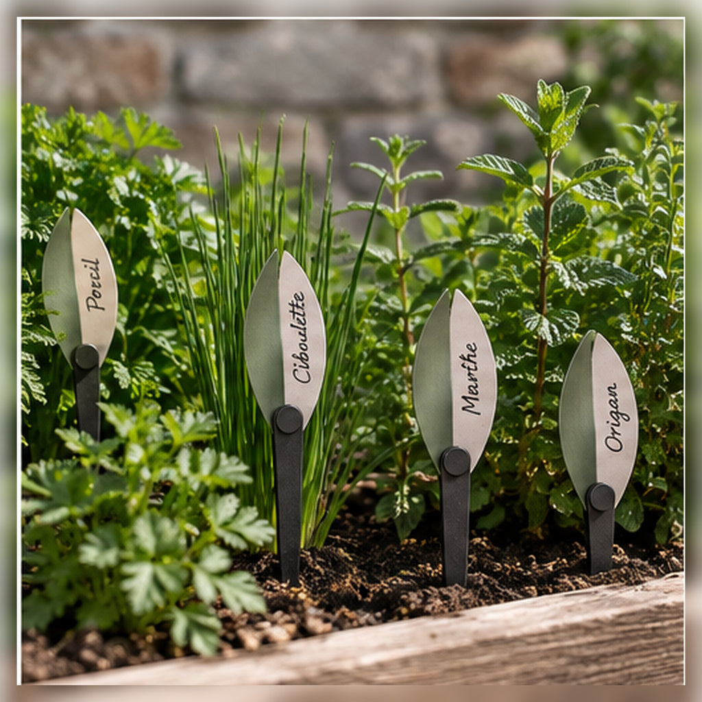 Étiquettes Feuille Pivot – Lot de 12 marque-plantes réutilisables
