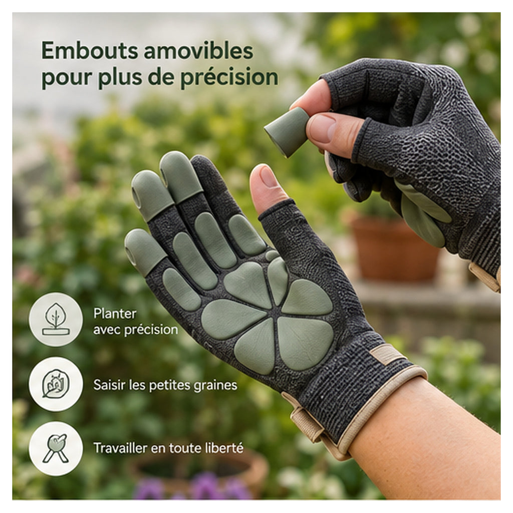 Gants Paume Pétale – Protection souple à embouts amovibles