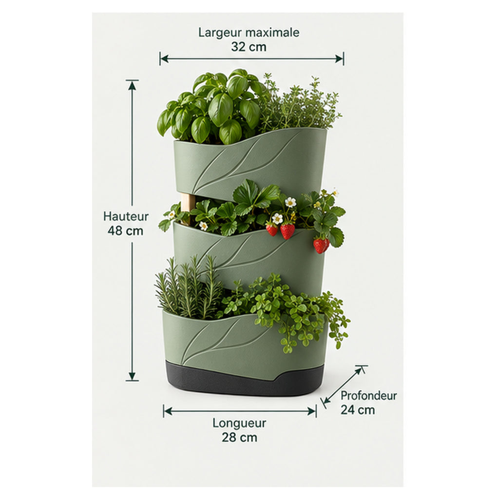 Pot Modulaire Sève 3 – Jardinière verticale avec réserve d’eau